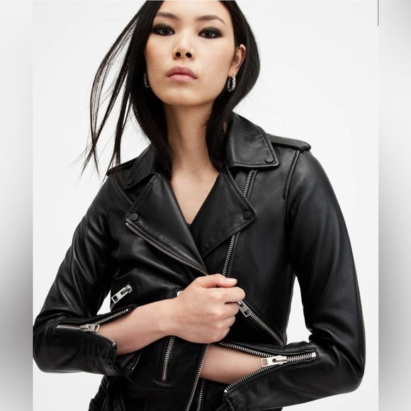 AllSaints Balfern Black Biker Jacket - Picture 8 of 10
